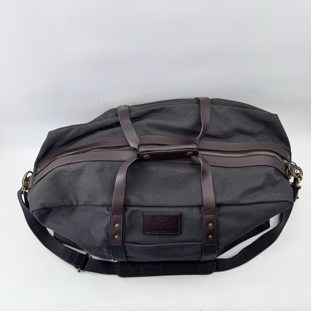 Lands End Blake Shelton Canvas Leather Large Travel Duffle Bag Gray Heavy Rigger - Picture 4 of 14